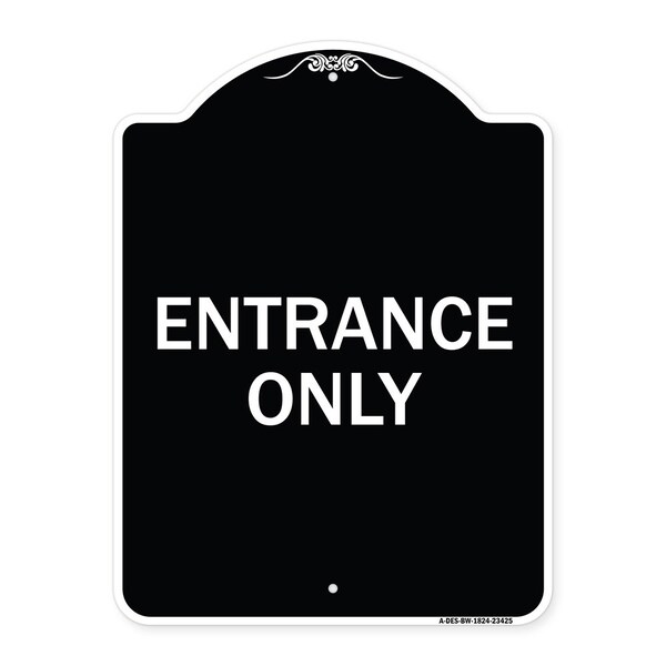 Signmission Parking Lot Entrance Only Heavy-Gauge Aluminum Architectural Sign, 24" x 18", BW-1824-23425 A-DES-BW-1824-23425 - main
